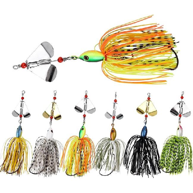 Bass Fishing Lures Kit Fishing Buzzbait Lure Bass Spinner Baits Kit Buzzbait for Bass Fishing Multicolor Swimbait Topwater Lure Hard Metal