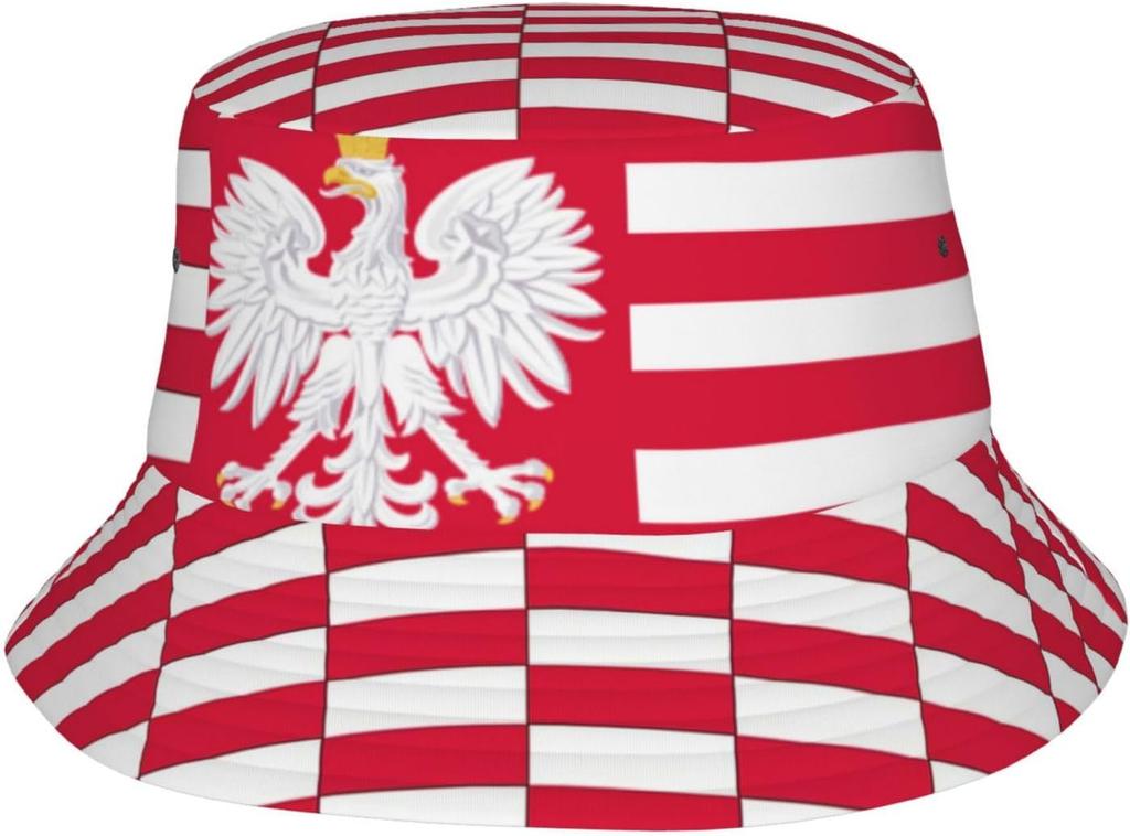Sombrero de Cubo Bandera de Polonia Vintage para Mujeres Hombres Unisex Gorra de Sol Plegable para Exteriores Sombrero de Pescador Polaco Ropa para la Cabeza