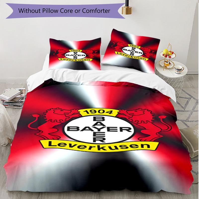 3-teiliges Bettbezug-Set (1 * Bettbezug + 2 * Kissenbezug, ohne Kern), Bayer 04 Leverkusen Druck Weiches Ganzjahres-Bettwäscheset, Heimschlafzimmer Dekor Geschenk
