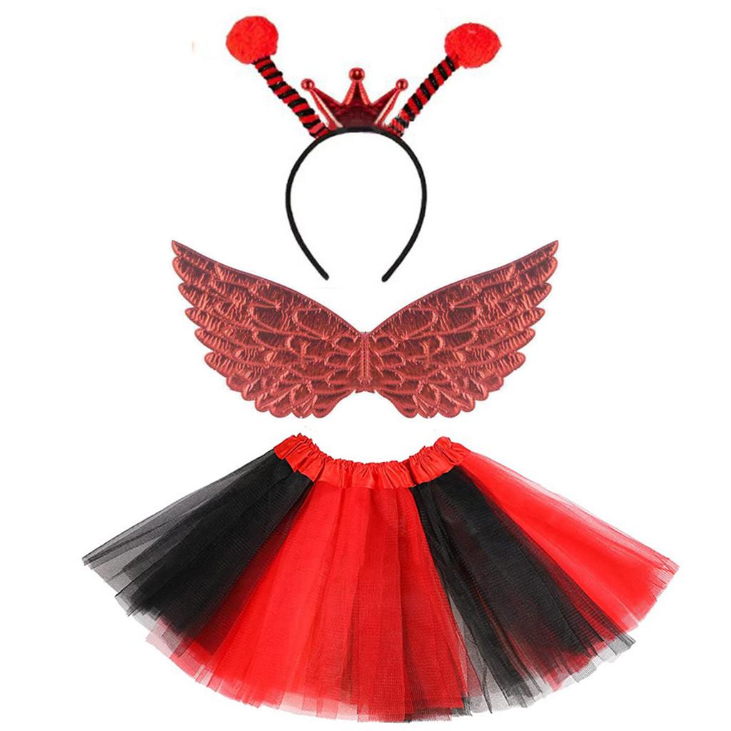 2/ 3pcs Dress up Clothes Princesses Fairy Costume Set Bees/Ladybirds Headbands Butterfly Wing Tutus Perfect Novel Gift
