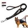 Genuine Leather Pet Dog Leash Rope Pet Training Walking Lead Leashes For Medium Large Dogs Quick Control With 2 Handles