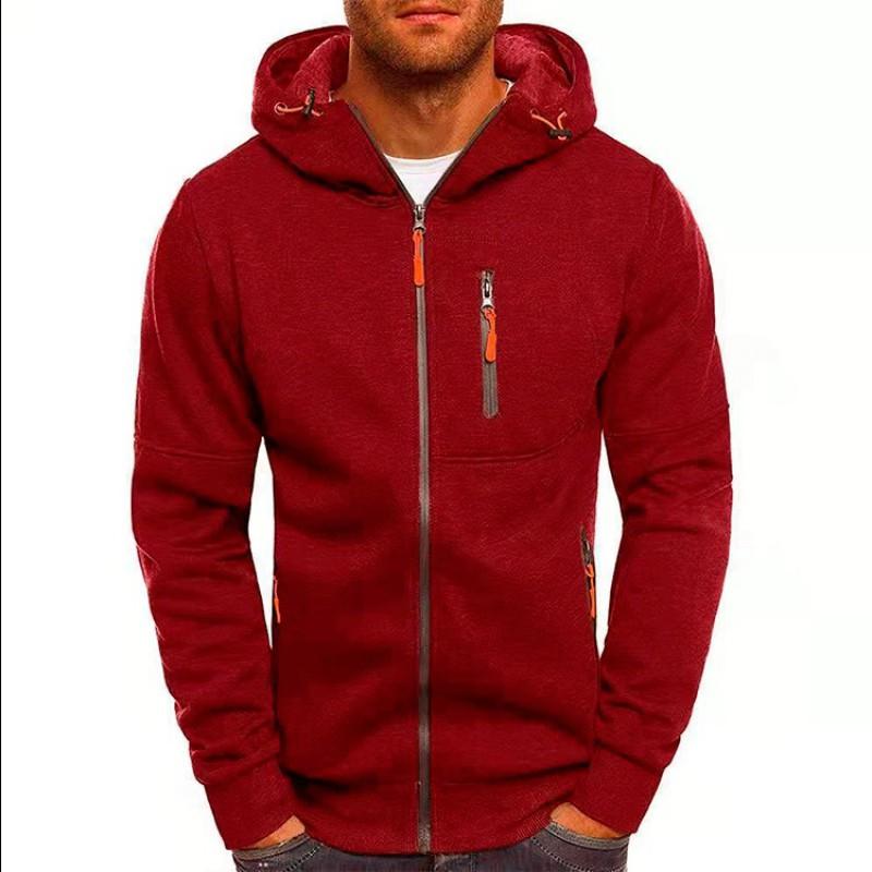 Mens Casual Hooded Zip-Up Sweatshirt With Jacquard Loose Fit Long Sleeve Pullover Gym Outdoor Daily Wear