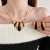Women French Vintage Drop Oil Geometric Necklace Irregular Earring Jewelry Accessories