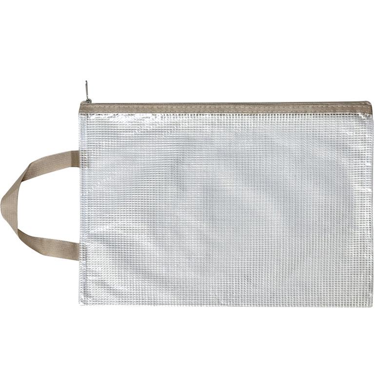 Large Mesh Transparent A4 Waterproof Zipper Tote Bag for Student Document Storage