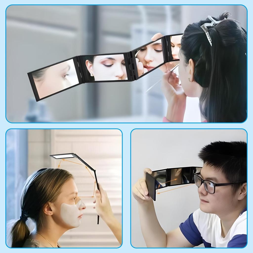 Doyeemei Makeup Foldable Makeup for Hand Folding Adjustable Convenient Storage Four-sided Mirror, Mirror, Mirror, 4-way Mirror, Haircuts, Mirror,
