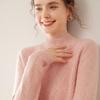 Women's Diamond Pattern Cashmere Knit Sweater: Half-High Collar, Long Sleeves, Loose Fit, Warm, Soft, Comfortable, Skin-Friendly.