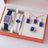 New Explosive Trend Leather Digital Face Women'S Quartz Watch Square Korean Version Necklace Earrings Ring Set
