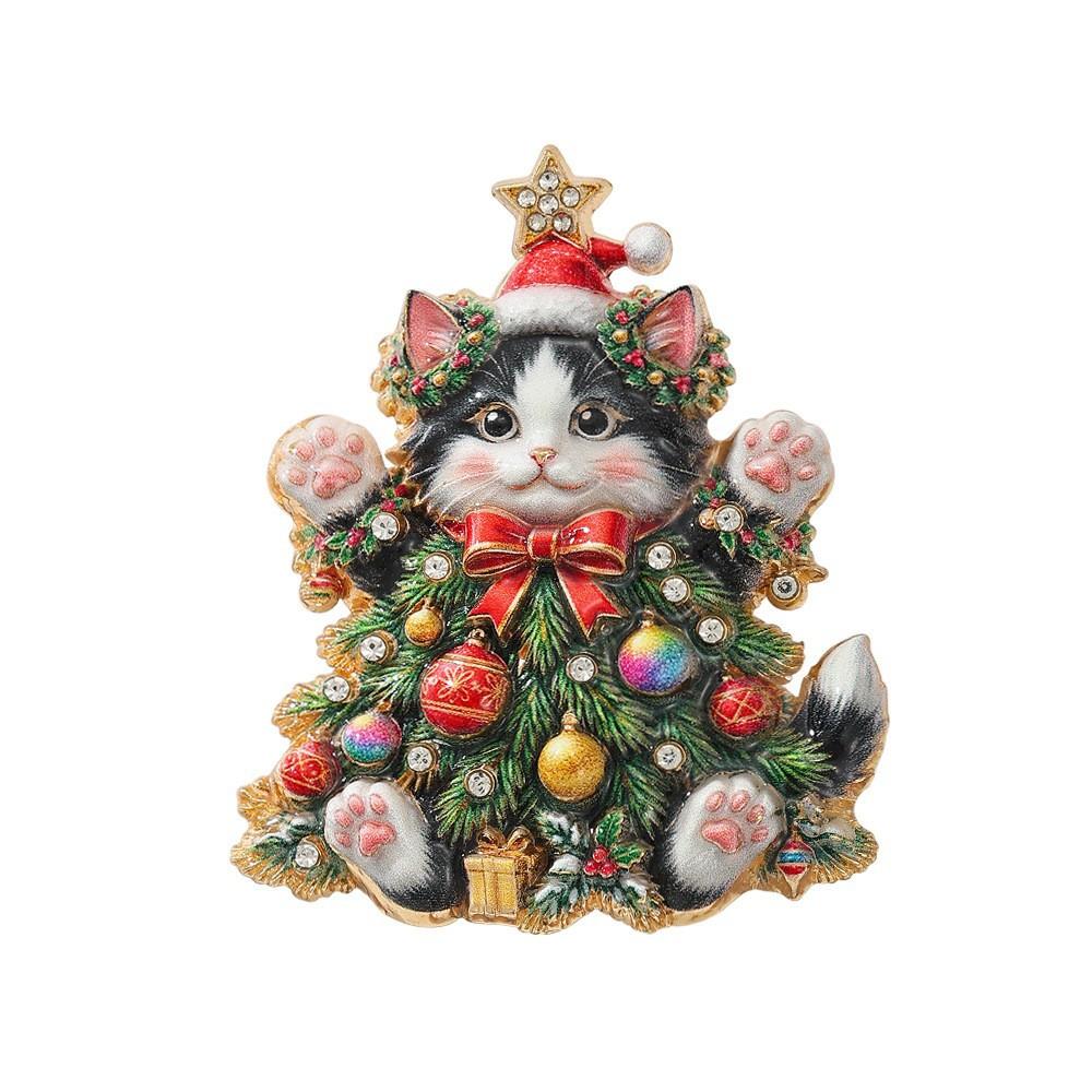 Christmas Series Brooch Snowman Christmas Tree Cat Garland Brooch Holiday Clothing Coat Accessories Women