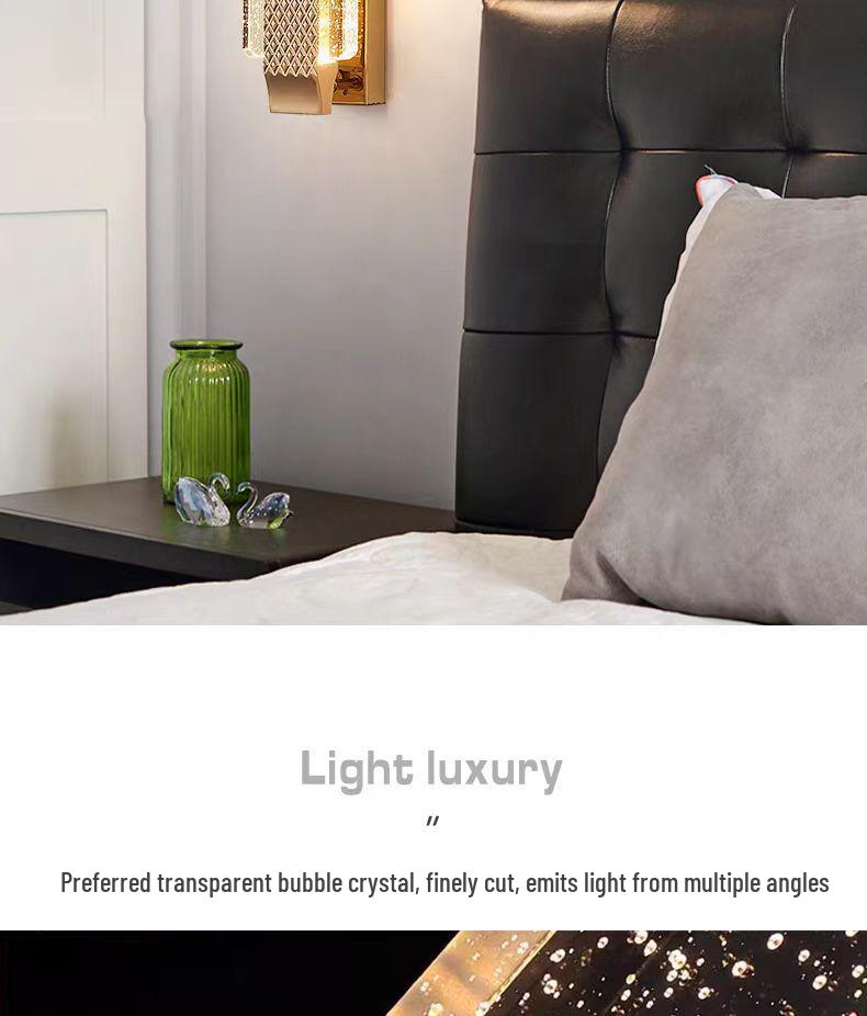 Nordic Style Luxury Crystal Glass Bedside Wall Lamp for Bedroom & Entrance