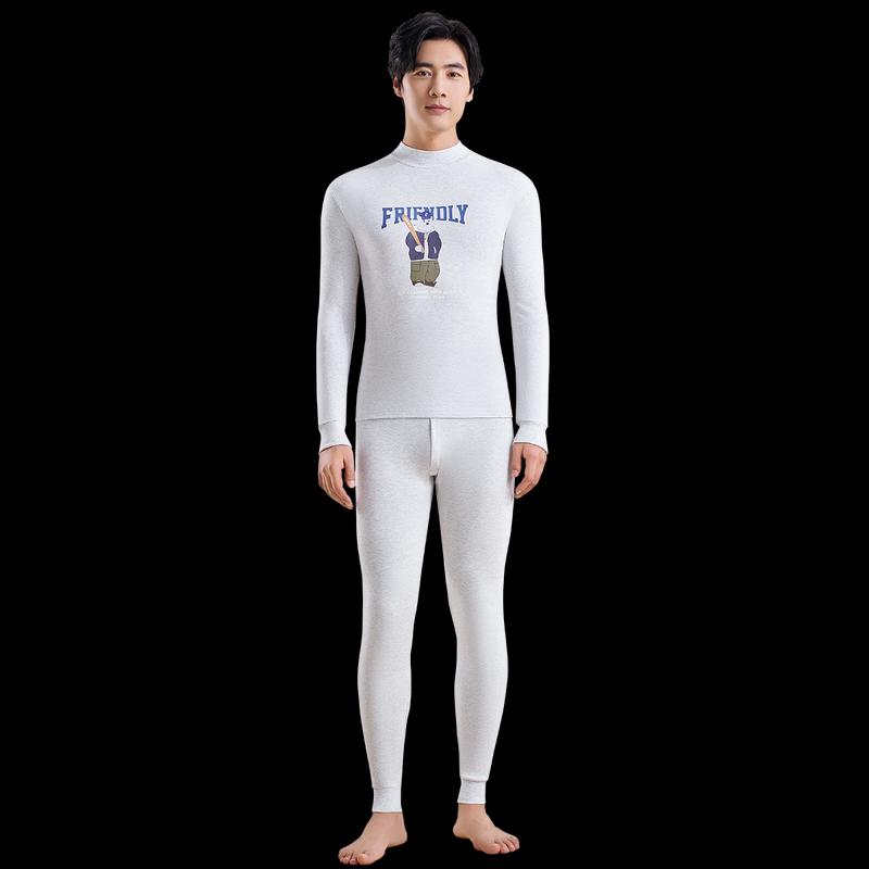 Men's 100% Cotton Antimicrobial Thermal Underwear Set