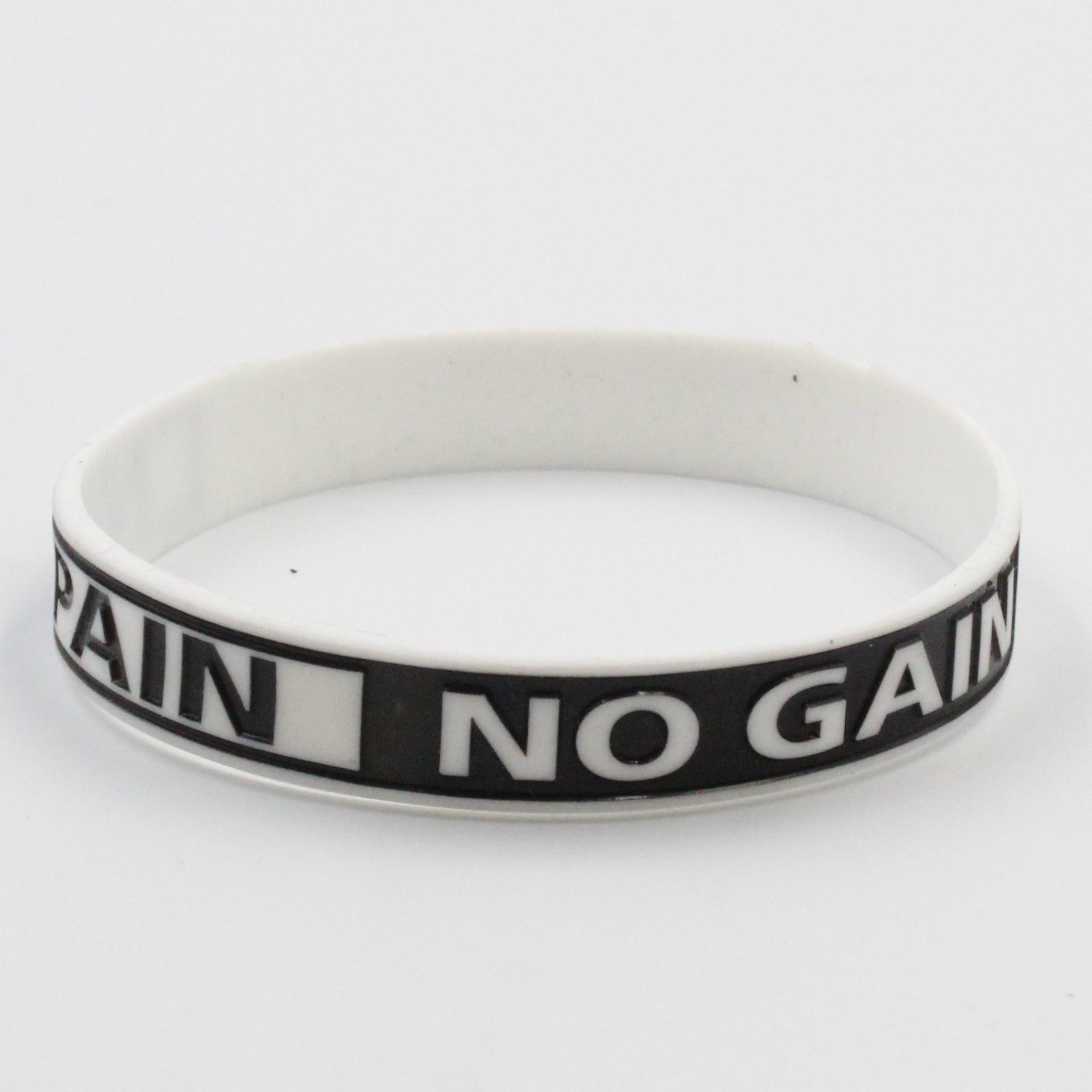 NO PAIN NO GAIN One Sowing One Harvest Silicone Bracelet - Black & White белый