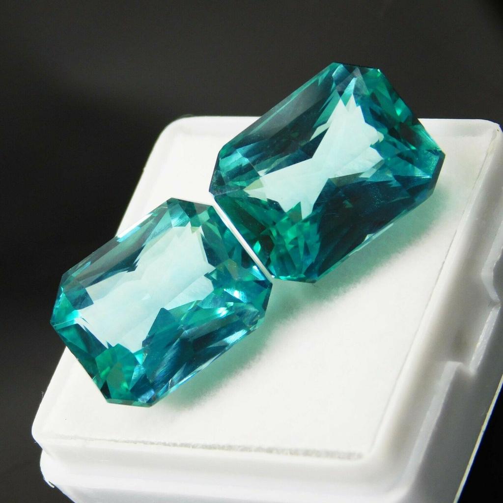 20.10 Ct Natural Grandidierite Loose Gemstone CERTIFIED Green Emerald Cut Pair A-72111h0