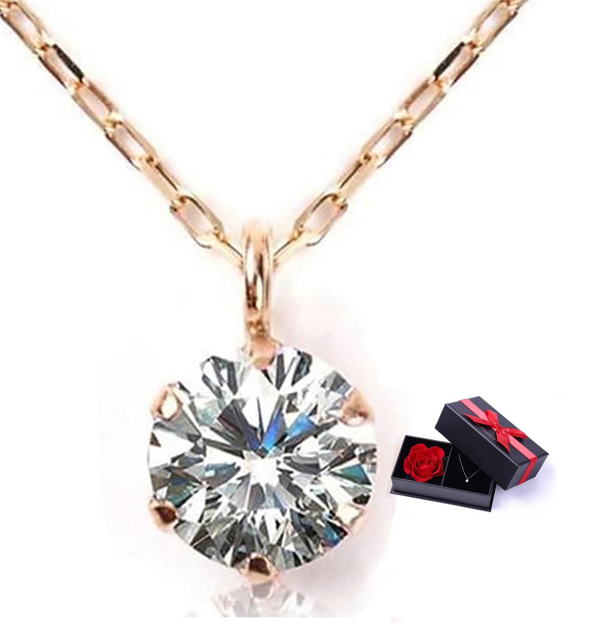 

PLUSTER Jewelry Box Necklace for Women Featured in GINGER Diamond Delicate Single K10 Pink Gold Chain 40cm Present Popular Birthday Present Jewelry