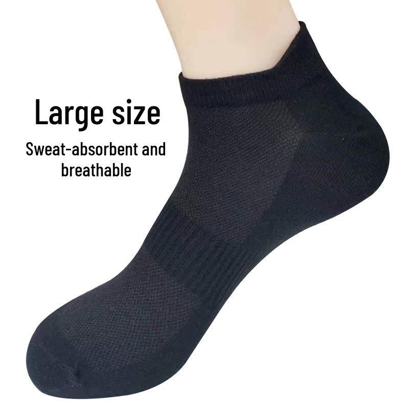 Men's Plus Size Summer Mesh Cotton Ankle Socks - Low Cut, Lightweight, Solid Color Sports Socks