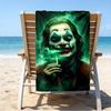 proof beach towel with a Joker character pattern - soft,absorbent,quick-drying,machine washable - perfect for swimming,camping,bathing