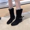 Fashion Small Man Retro Pointed Toe 2025 Women's Mid-Leg Boots Block Heel Booties