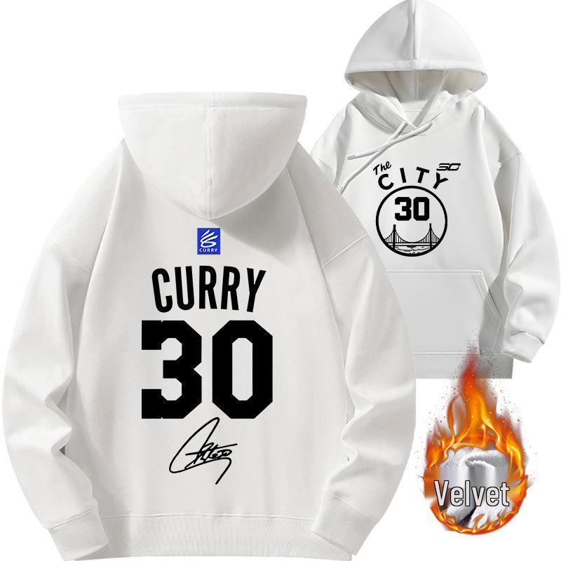2025 Curry #30 Warriors Hoodie - Thickened Velvet Basketball Sport Top