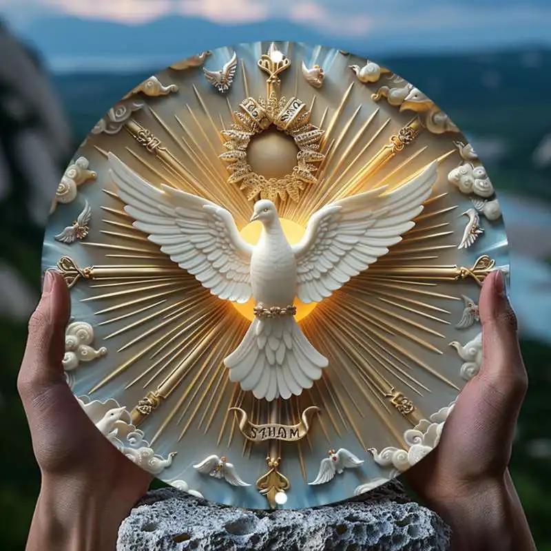 

Христос Дух Голубь настенное искусство дерево 3D рельеф, Добро пожаловать на дверь деревенский деревянный знак голуби мира входная дверь знак на стену фермерского дома украшения дверь вешалка