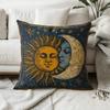 Federa Cuscino Decorativa Boho Cielo Sole e Luna, Cuscino Decorativo Notte Stellata Stile Tarocchi Vintage