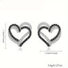 Black Awn Black Stone Heart Stud Earrings