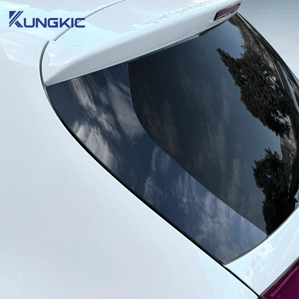 For Seat Leon Altea 2005 2006 2007 2008 2009 2010 2011 2012 Car Rear Windshield Deocor Sticker Carbon Fiber Pattern Glossy Black