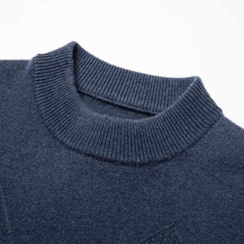 Genser for menn Høst og vinter Ny Slank Varm Ensfarge Uformell fortykket Halvskolekrage Ullstrikket genser