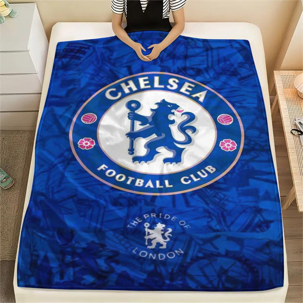 1Pc Chelsea-FC Logo Print Flannel Blanket High Quality Warm Comfortable Cover for All Seasons Perfect for Gifts Home Decor