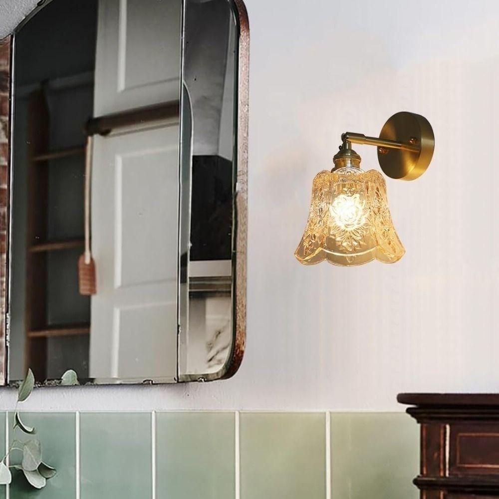 Green Glass Nordic Wall Lamp Wrought Iron Bedside Wall Lamp LED Wall Light  Dressing Table