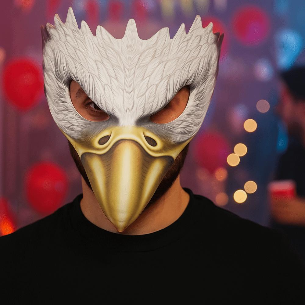 PU Leather Halloween Eagle Mask with Elastic Belt Handmade Animal Cosplay Mask Full Face Funny Masquerade Face Masks Purim Party