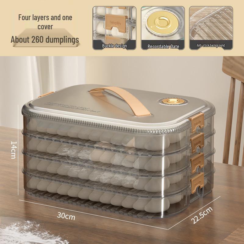 Multi-layer Transparent Dumpling Storage Box with Timer - Kitchen Food Grade Plastic