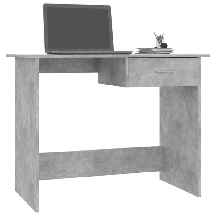 VidaXL Bureau Gris béton 100 x 50 x 76 cm Aggloméré