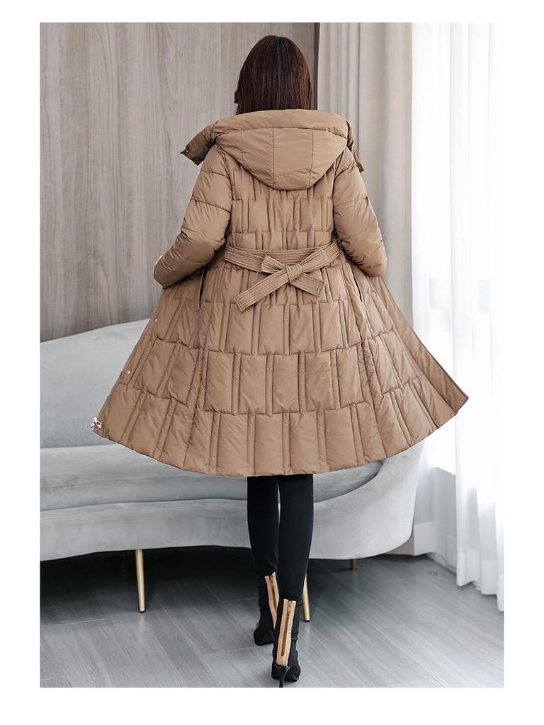 Women's Korean Style Waist-Hugging Cotton Coat with Detachable Hood - Mid-Length, Loose, Slimming, Cold-Proof Winter Outerwear
