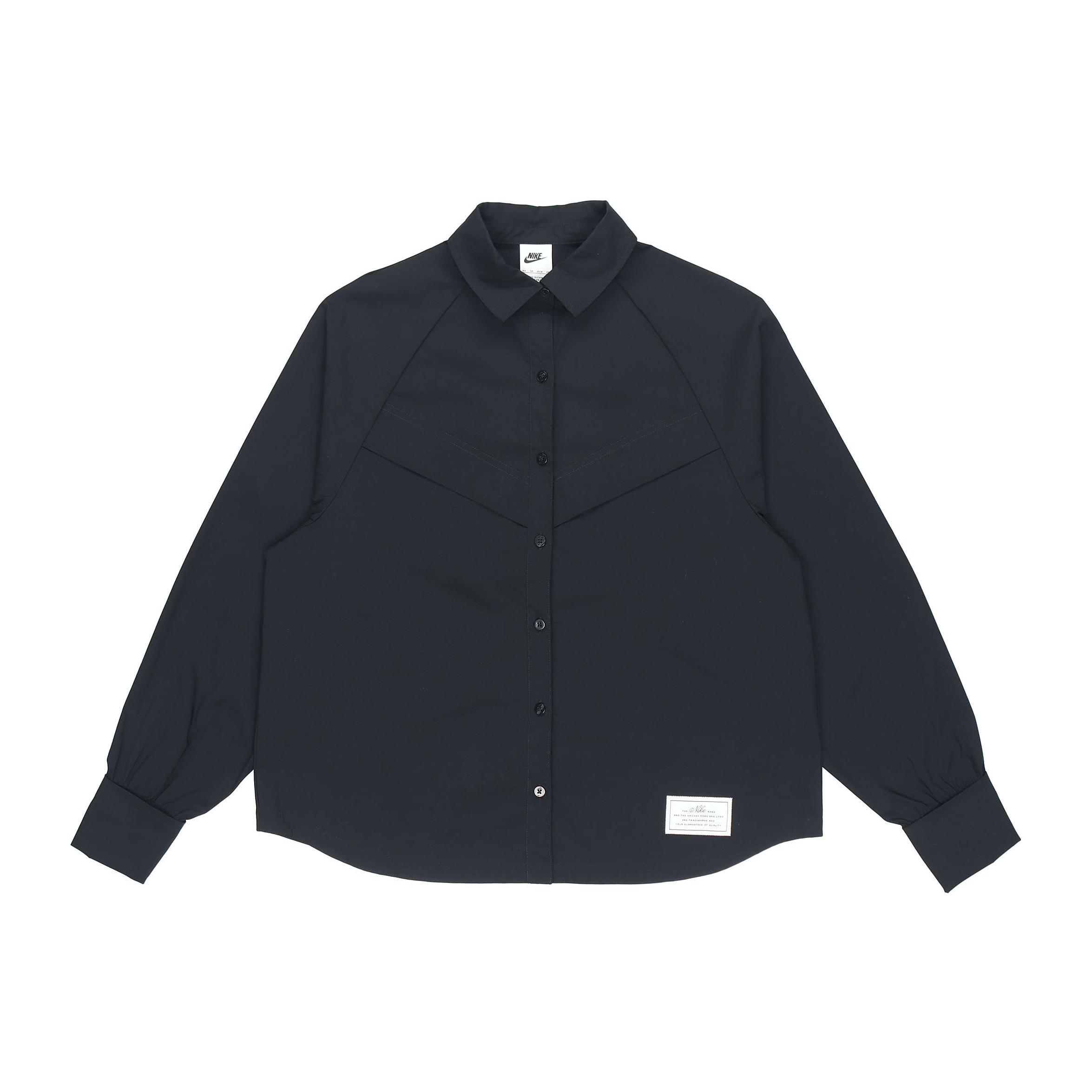 (WMNS) Nike Sportswear Icn Clsh Wvn Ls Top Long Sleeved Shirt Black Women s DD5051-010 S