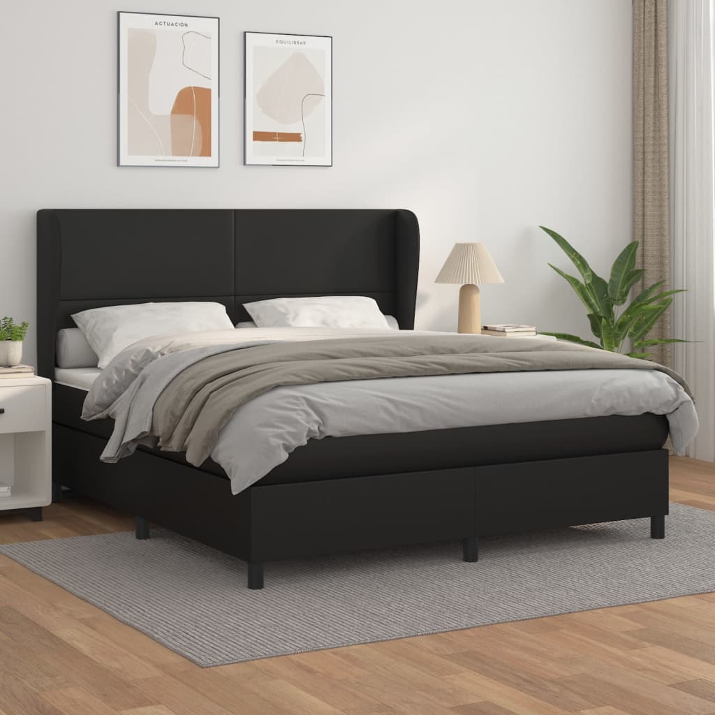 Vidaxl Continental Bed With Mattress, Black, Faux Leather 180X200 Cm
