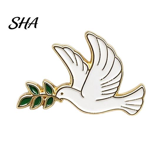 Bird Brooch Pin, Pigeon Olive Branch Design Lapel Metal Pin Backpack Decorative Badge for School Bag Clothes Accessories Sweater Accessory белый
