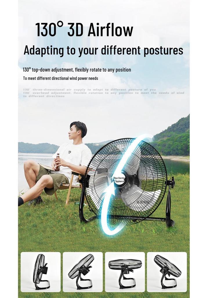 Draagbare Vloerventilator op Zonne-energie voor Kamperen, Vissen, Studentenkamer en Buitengebruik