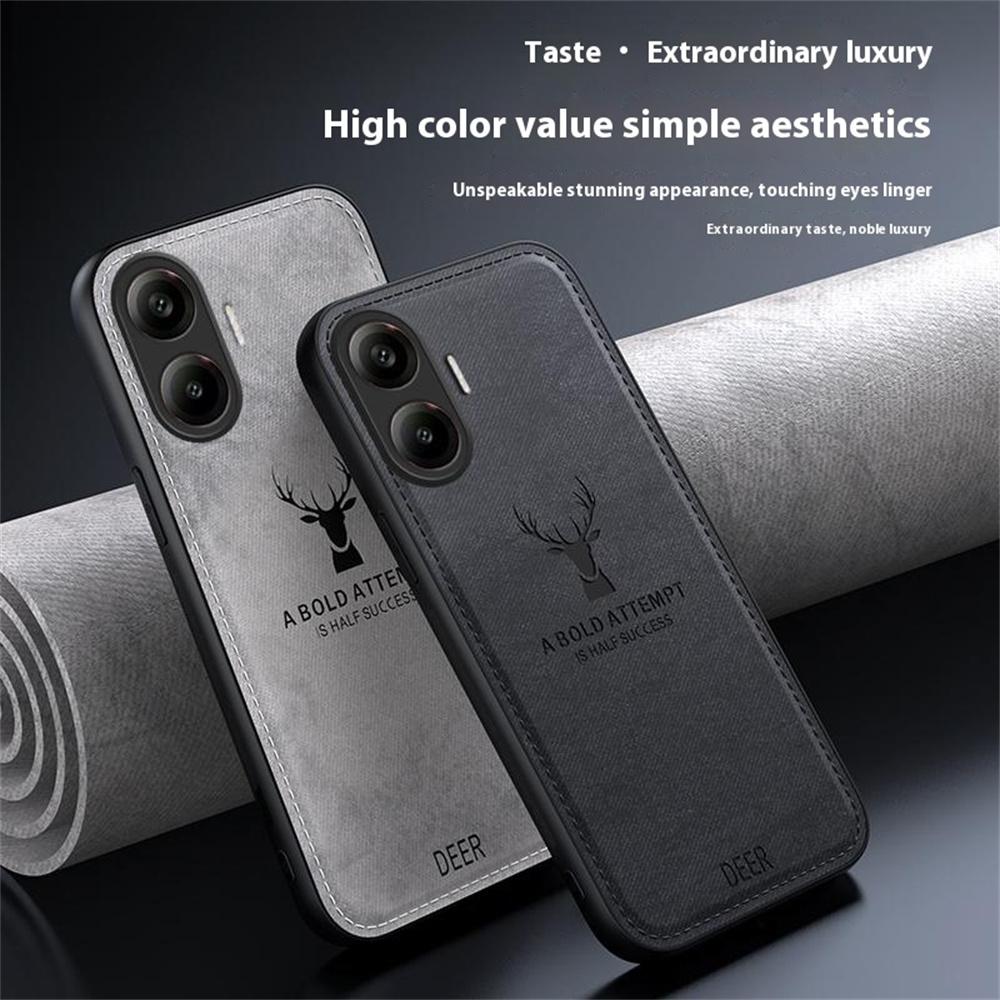 Pro Xiaomi Poco F7 5G/Redmi Turbo 4 Pro 5G Pouzdro Vzor Jelen Látková Textura PU+PC+TPU Kryt na Telefon