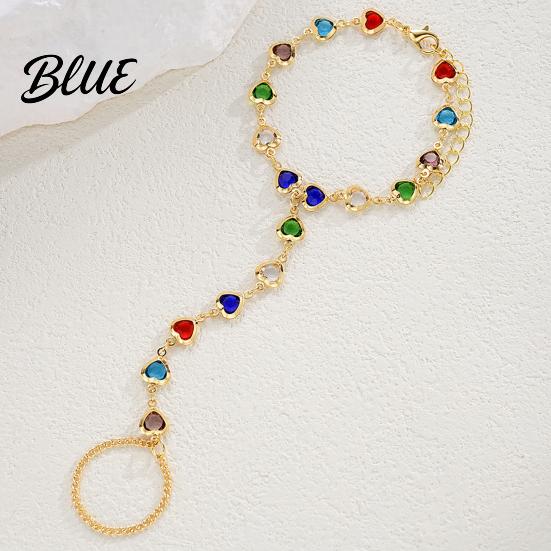 Auffälliges Handschmuck-Kettenarmband mit Ring für Damen Bunt
