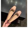 Grape mother of the same style, inner height increase of 3cm~ noble gold buckle bow square round head thick bottom shallow mouth single shoes women's 