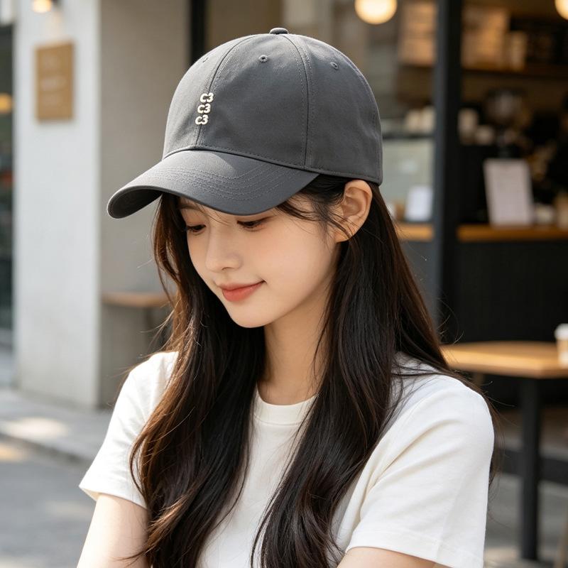 Fashion Hat 2011 Small Letter Embroidered Versatile Baseball Hat Casual Thin Breathable Face-Enhancing Couple Baseball Tongue Hat