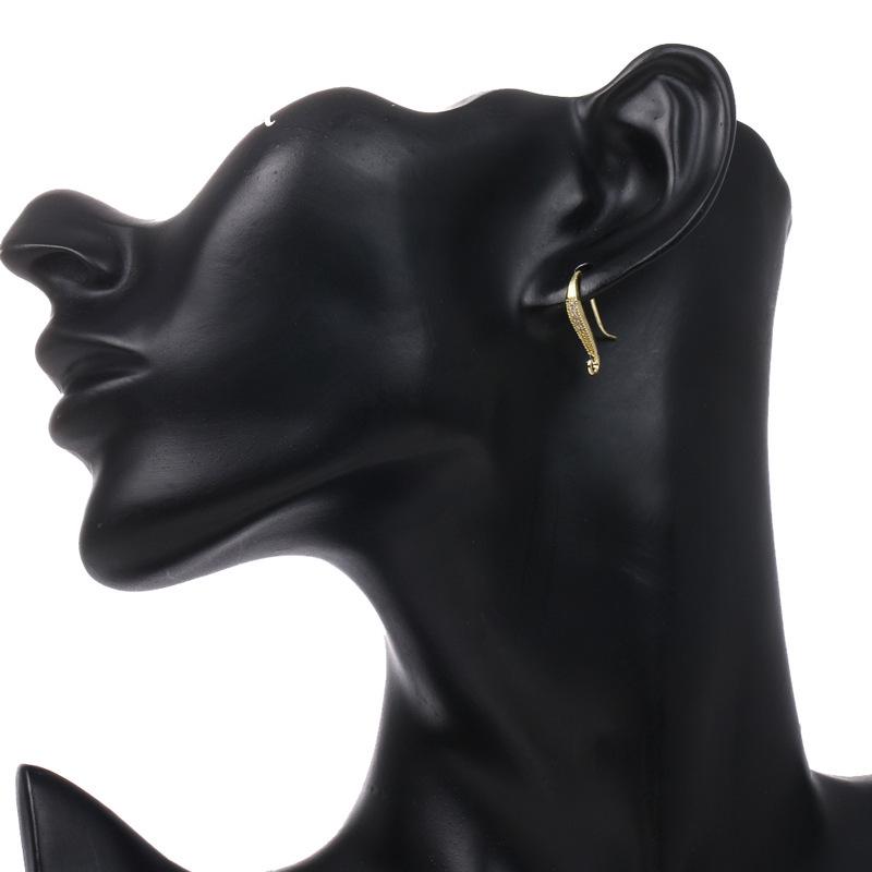 18K Gold-Plated Copper U-Shaped Ear Hooks with Zircon for DIY Earrings, Available In Three Colors