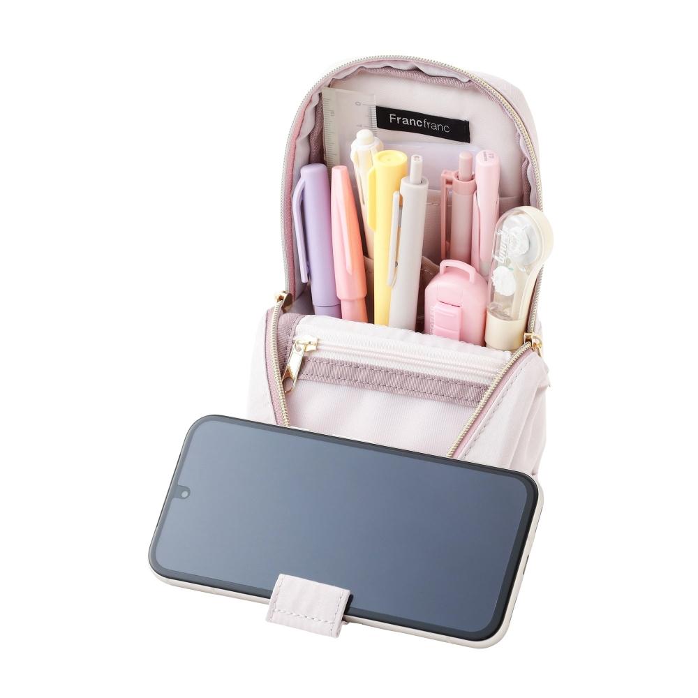 Franc Franc Japan Noble Quilt Pen   Smartphone Stand Pouch Light Pink
