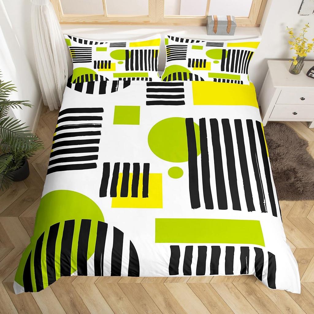 3D Visual Abstract Bedding Set Optical Illusion Duvet Cover Rainbow Striped Down Duvet Cover King Queen Single and Double Size Teen Gift