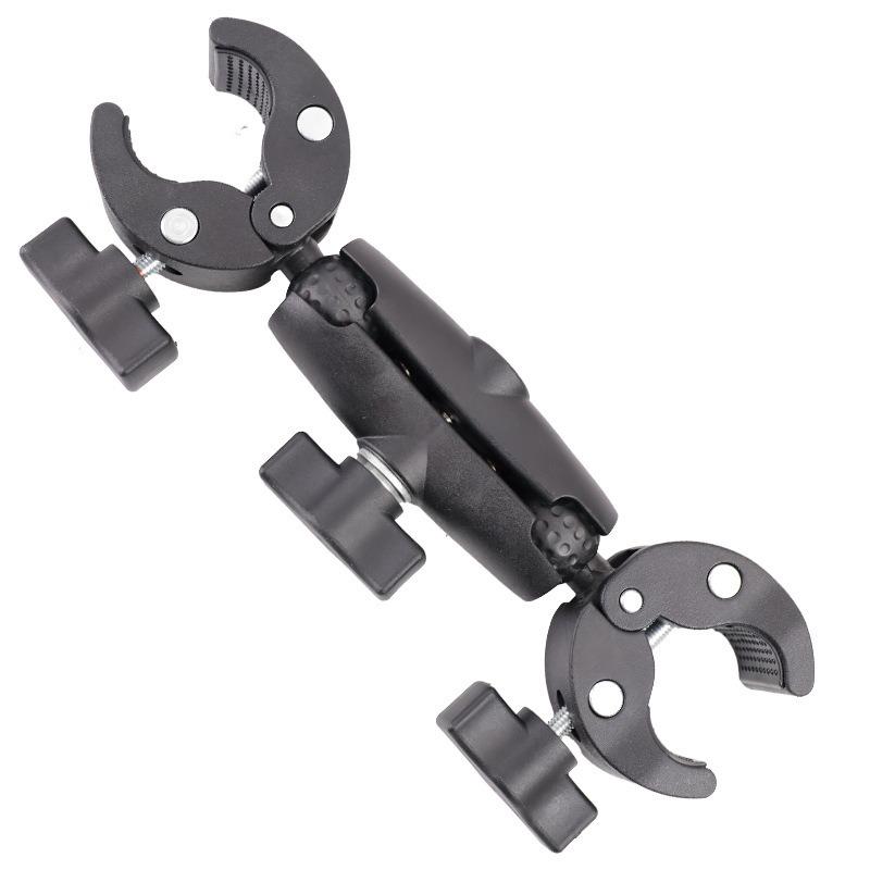 Dual-Headed Universal Action Camera Handlebar Mount Clamp for Motorcycles