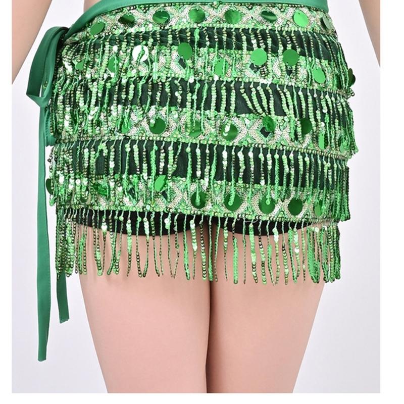 Belly Dance Hip Scarf With Detachable Fringe Skirt Adjustable Waist Chain For Performances And Practice