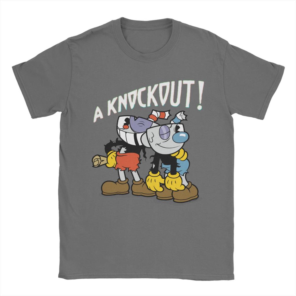 Cuphead Knockout TShirt Beach 100 Cotton T Shirts For Men Hippie Pattern Tee Shirt Short Sleeve Awesome Top Tees