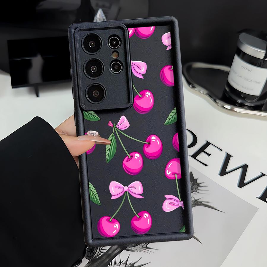 Cartoon Purple Cherry Phone Cover Case for Samsung Galaxy S26 Ultra S21 S20FE S24Ultra S25 S25 Edge S23 FE S24 Plus S22