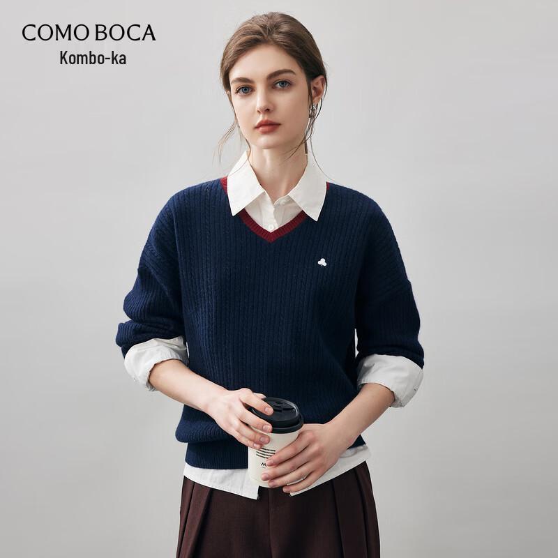 

KomongBoka Women s V-Neck Preppy Cashmere Knit Sweater