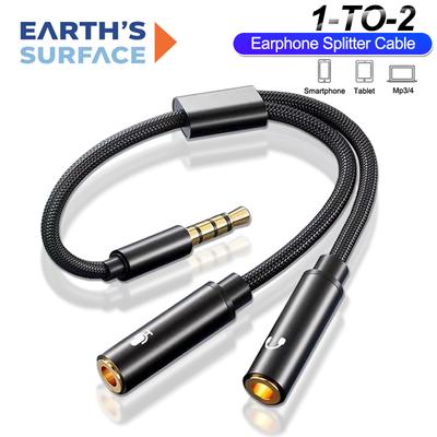 Splitter Căști Cablu Audio Adaptor Jack 3.5mm Male la 2 Female Splitter Y Căști Cablu prelungitor pentru Telefon Laptop PS5 MP3