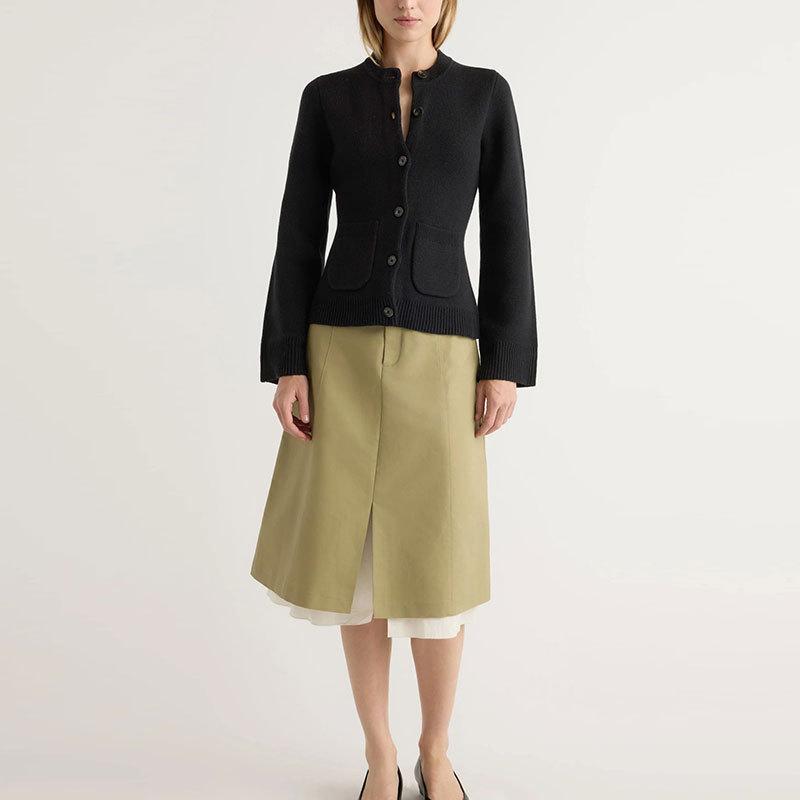 2026 Autumn/Winter Cross-Border Style Knit Cardigan: Single-Breasted, Round Neck, Waist-Cinching Sweater Top